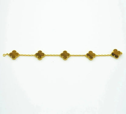 [Dawnora Jewelry] CLOVER 5 MOTIFS TIGER EYE BRACELET COLLECTION