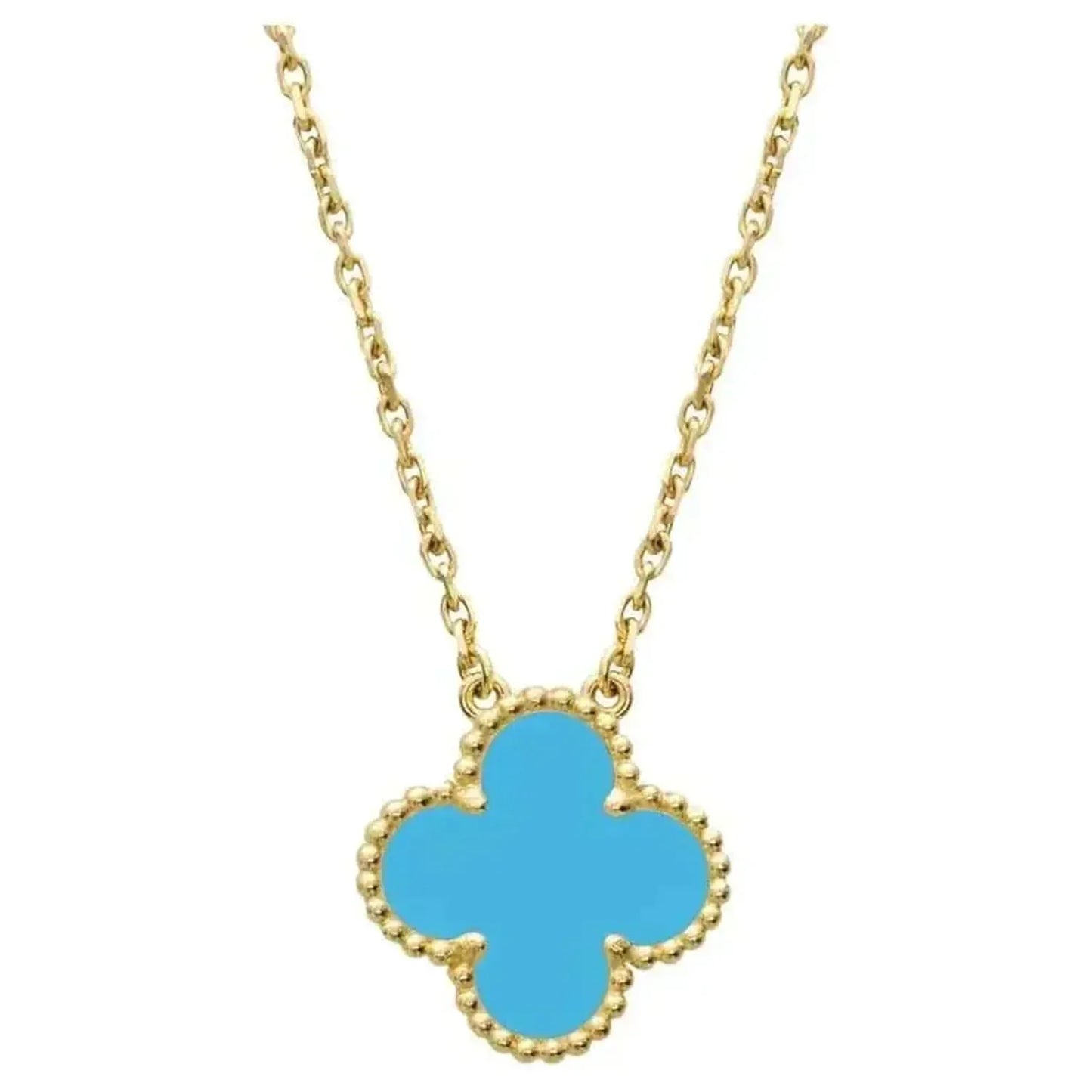 [Dawnora Jewelry]CLOVER 15MM VINTAGE TURQUOISE NECKLACE