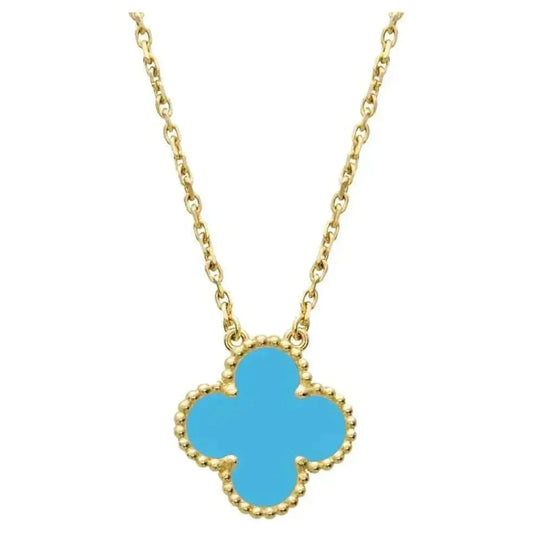 [Dawnora Jewelry]CLOVER 15MM VINTAGE TURQUOISE NECKLACE