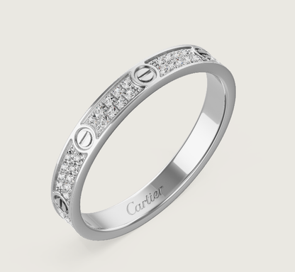 [Dawnora Jewelry]LOVE RING 2.6mm-wide full-diamond ring silver