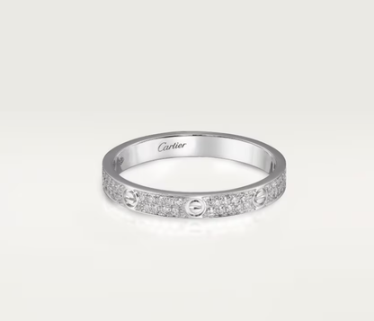 [Dawnora Jewelry]LOVE RING 2.6mm-wide full-diamond ring silver