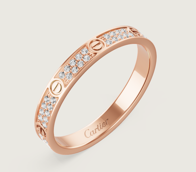 [Dawnora Jewelry]LOVE RING 2.6mm-wide full-diamond ring Rose Gold