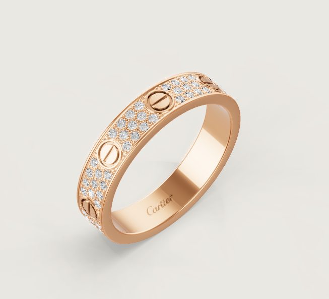 [Dawnora Jewelry]LOVE RING 4mm-wide full-diamond ring Rose Gold