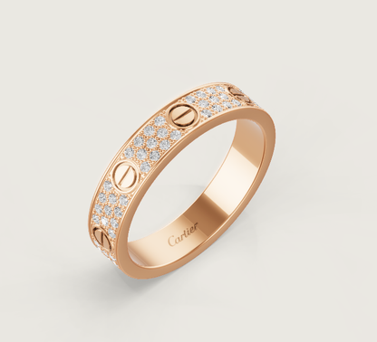 [Dawnora Jewelry]LOVE RING 4mm-wide full-diamond ring Rose Gold