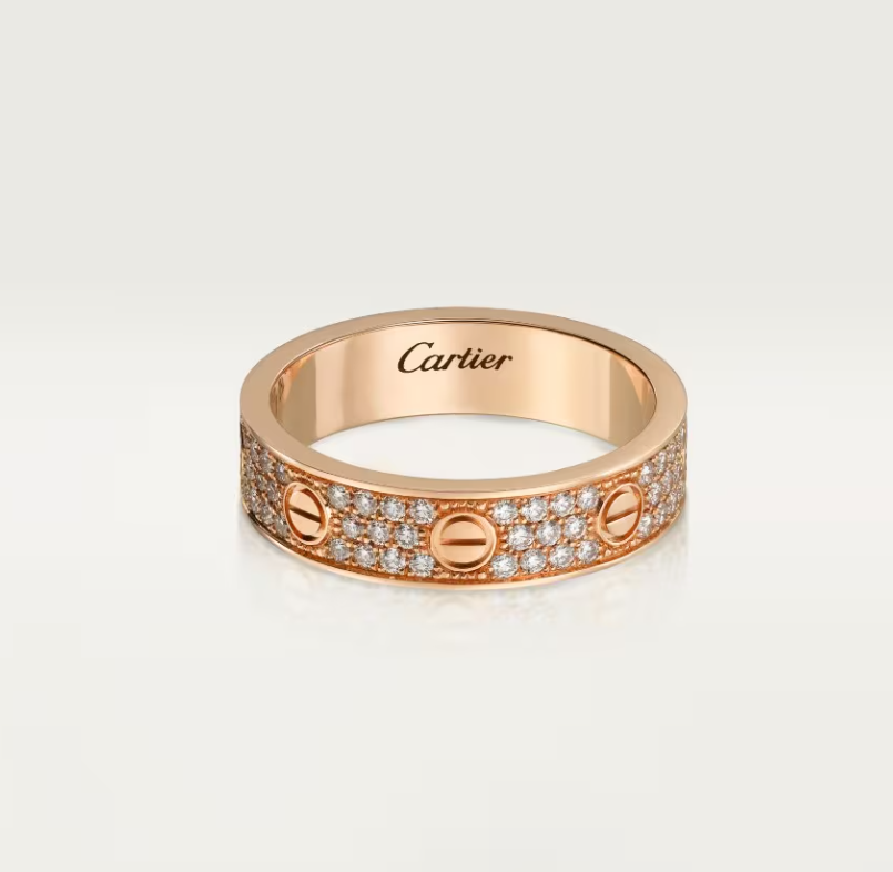 [Dawnora Jewelry]LOVE RING 4mm-wide full-diamond ring Rose Gold
