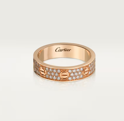 [Dawnora Jewelry]LOVE RING 4mm-wide full-diamond ring Rose Gold