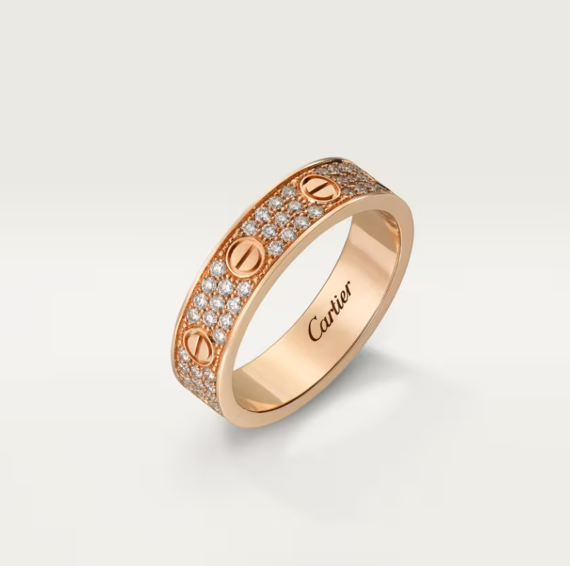 [Dawnora Jewelry]LOVE RING 4mm-wide full-diamond ring Rose Gold