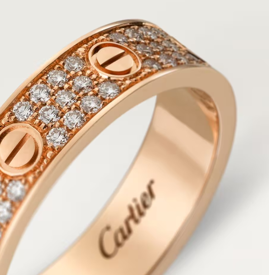 [Dawnora Jewelry]LOVE RING 4mm-wide full-diamond ring Rose Gold