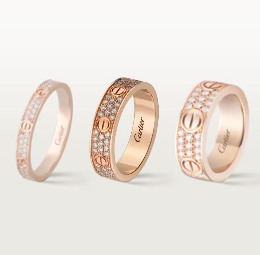 [Dawnora Jewelry]LOVE RING 4mm-wide full-diamond ring Rose Gold