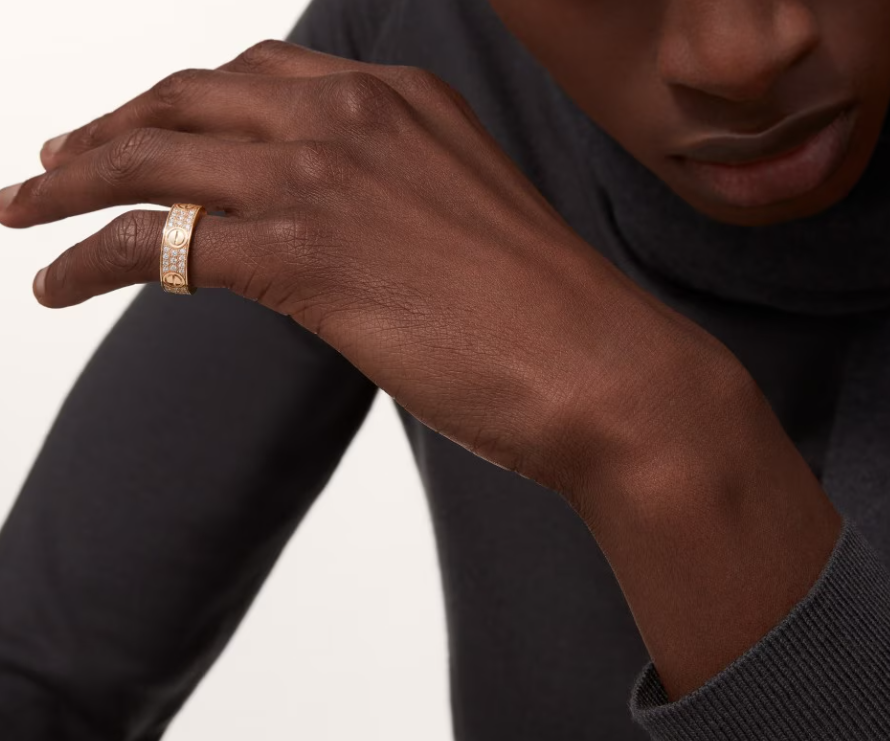 [Dawnora Jewelry]LOVE RING 6.5mm-wide full-diamond ring Rose Gold