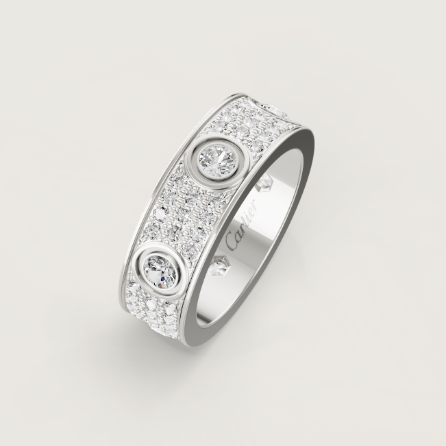 [Dawnora Jewelry]LOVE RING 6.5MM Full Diamond, 6 Major Diamonds Silver