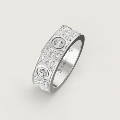 [Dawnora Jewelry]LOVE RING 6.5MM Full Diamond, 6 Major Diamonds Silver