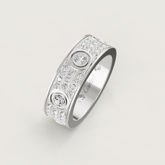 [Dawnora Jewelry]LOVE RING 6.5MM Full Diamond, 6 Major Diamonds Silver