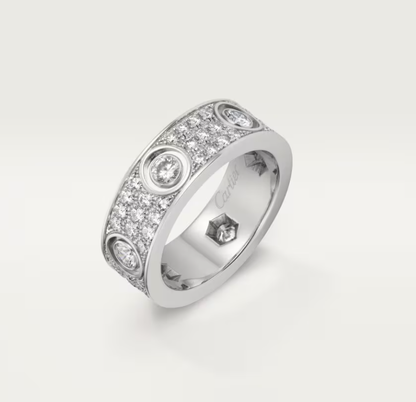 [Dawnora Jewelry]LOVE RING 6.5MM Full Diamond, 6 Major Diamonds Silver