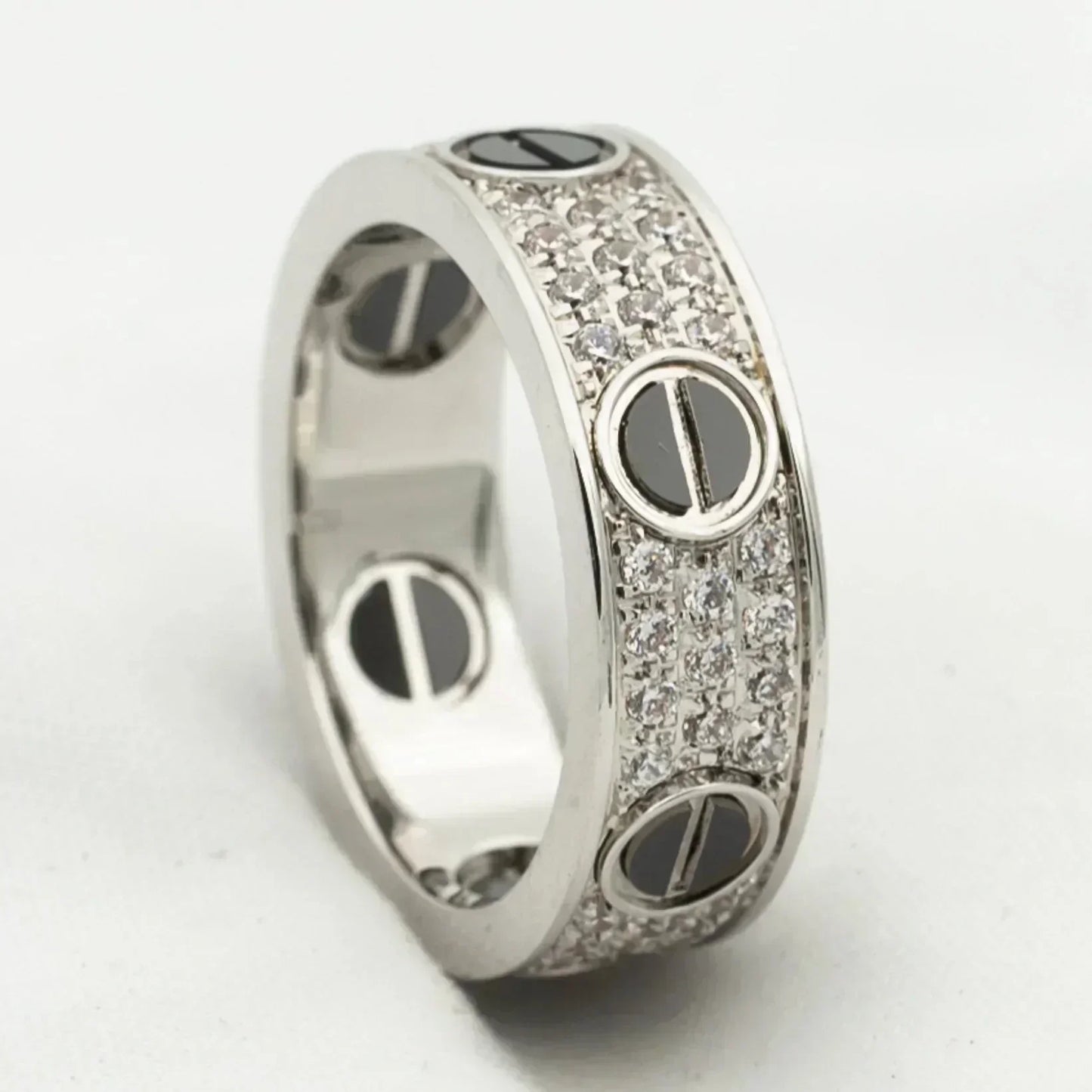 [Dawnora Jewelry]LOVE RING 5.5MM DIAMONDS PAVED CERAMIC