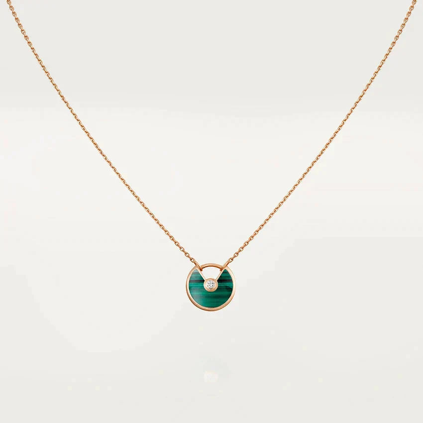 [Dawnora Jewelry]AMULETTE ROSE GOLD MALACHITE NECKLACE