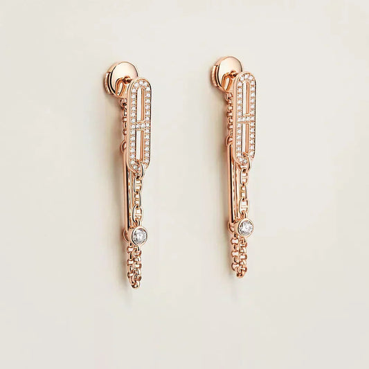 [Dawnora Jewelry]CHAINE CHAOS DIAMOND DROP EARRINGS