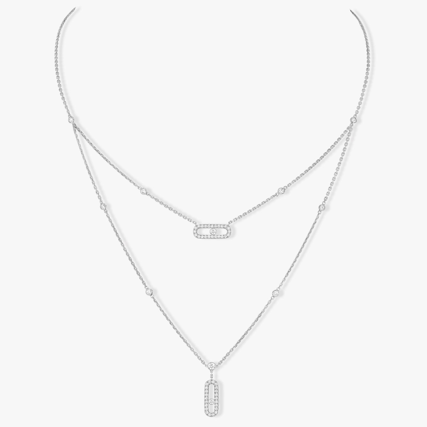 [Dawnora Jewelry]MOVE 2 ROW DIAMOND NECKLACE