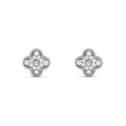 [Dawnora Jewelry]CLOVER 1 MOTIFS DIAMOND STUD EARRINGS SILVER