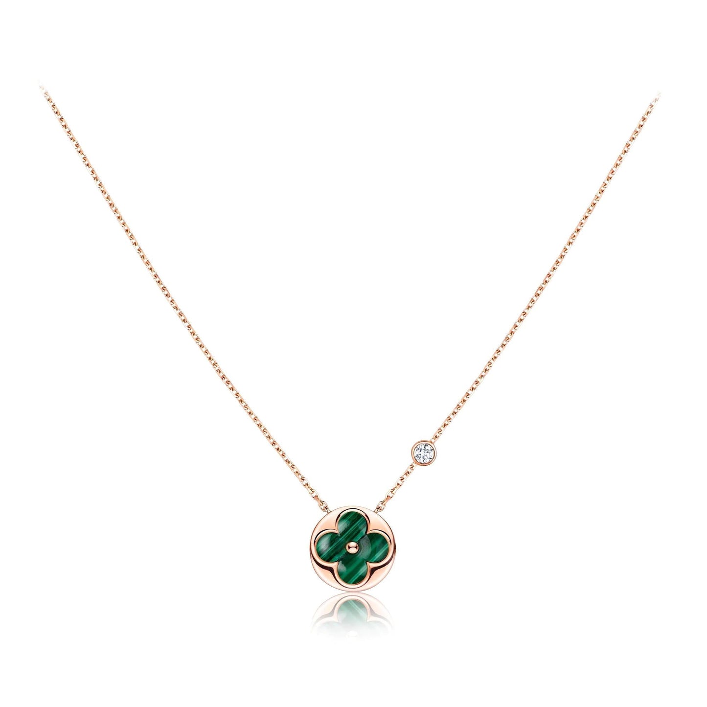 [Dawnora Jewelry]SUN PEDANT PINK GOLD 1 DIAMOND NECKLACE