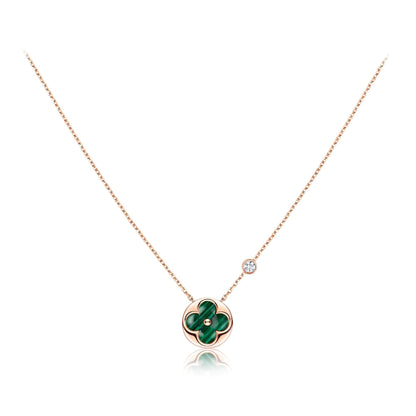 [Dawnora Jewelry]SUN PEDANT PINK GOLD 1 DIAMOND NECKLACE