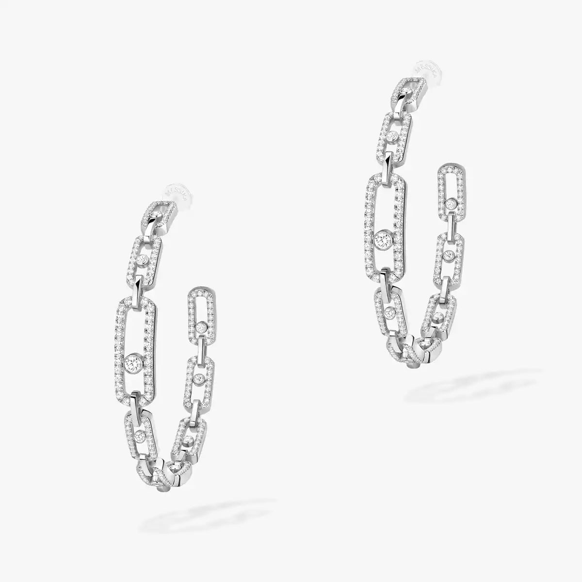 [[Dawnora Jewelry]Move Link Diamond Hoop Earrings