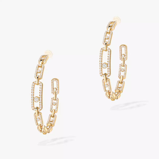 [[Dawnora Jewelry]Move Link Diamond Hoop Earrings