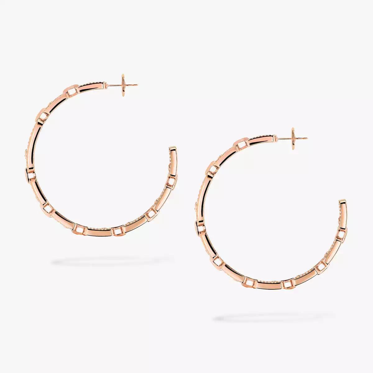 [[Dawnora Jewelry]Move Link Diamond Hoop Earrings