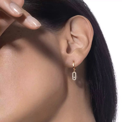 [Dawnora Jewelry]Move Uno Single Diamond Hoop Earring