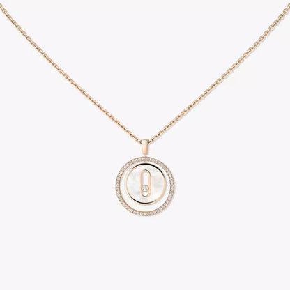 [Dawnora Jewelry]Lucky Move Diamond Necklace in Rose Gold and White Mother-of-Pearl
