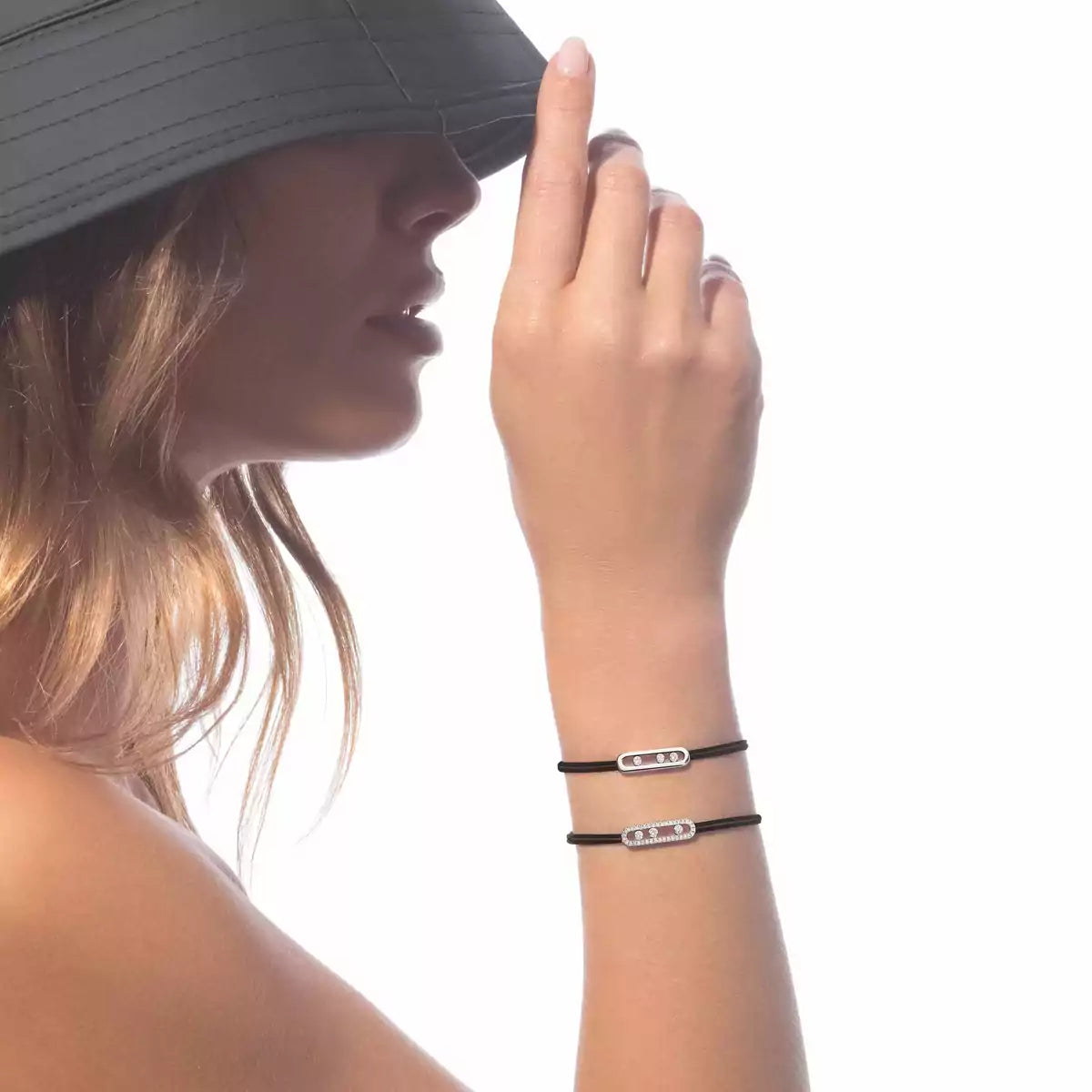 [Dawnora Jewelry]MK Care(s) pink cord pavé bracelet