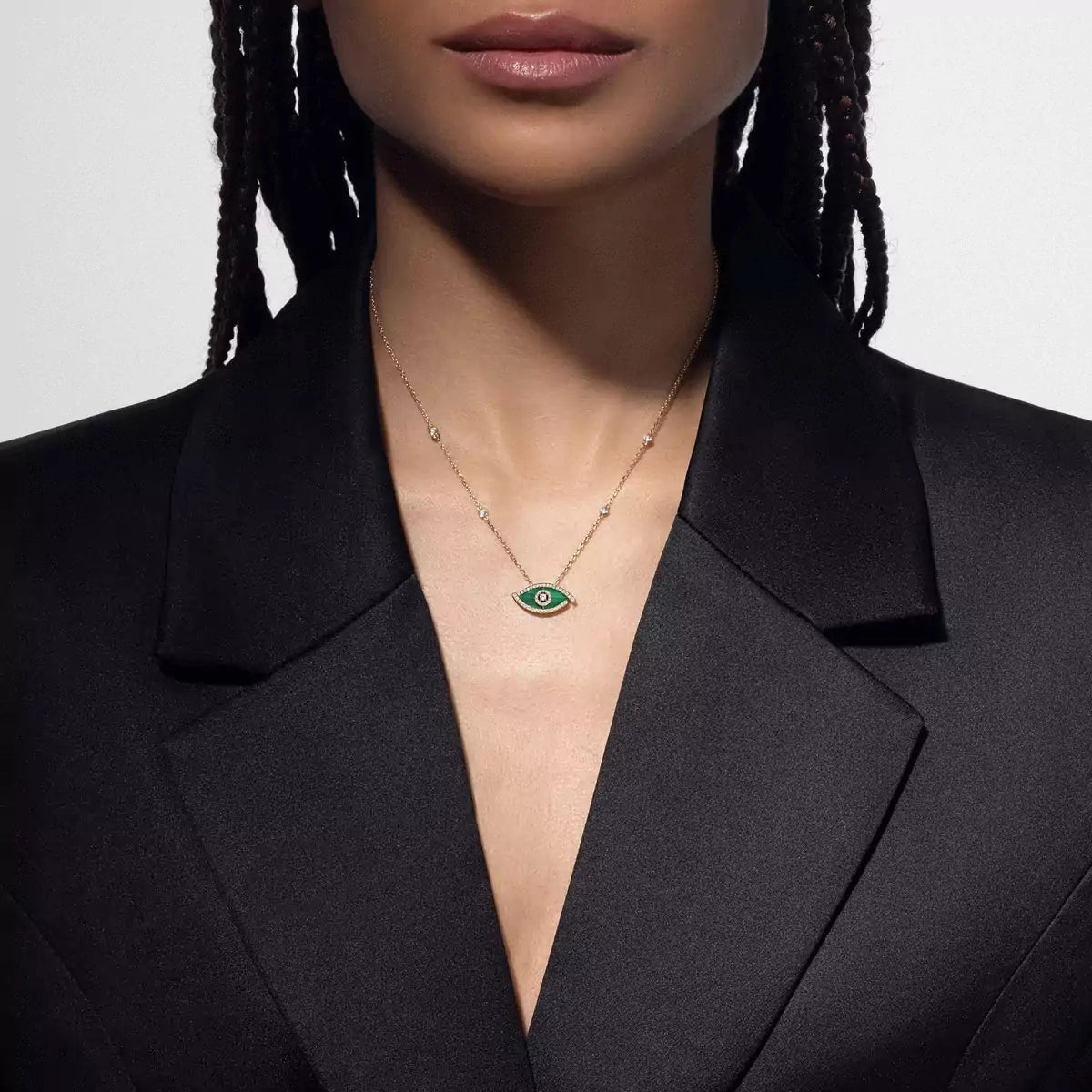 [Dawnora Jewelry]Lucky Eye Diamond Necklace in Rose Gold and Turquoise