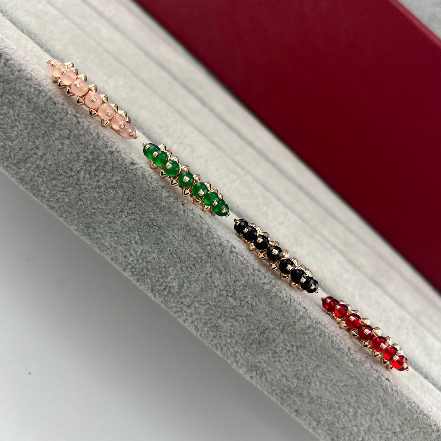[Dawnora Jewelry]PYRAMID COLORED STONE STUD RING