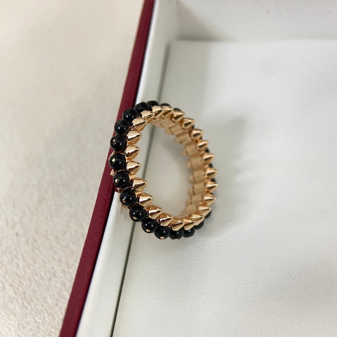 [Dawnora Jewelry]BLACK BEAD STUD RING