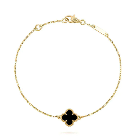 [Dawnora Jewelry]CLOVER ONYX SINGLE FLOWER BRACELET