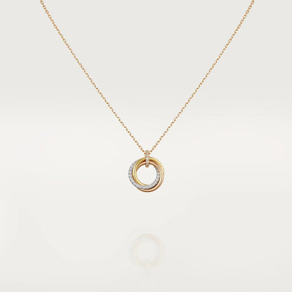 [Dawnora Jewelry]TRINITY NECKLACE SILVER GOLD PINK GOLD DIAMONDS