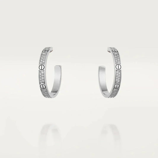[Dawnora Jewelry]LOVE DIAMOND SILVER HOOP EARRINGS